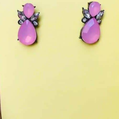 Silver and pink Studs | Women Jewelry | Earrings | New
