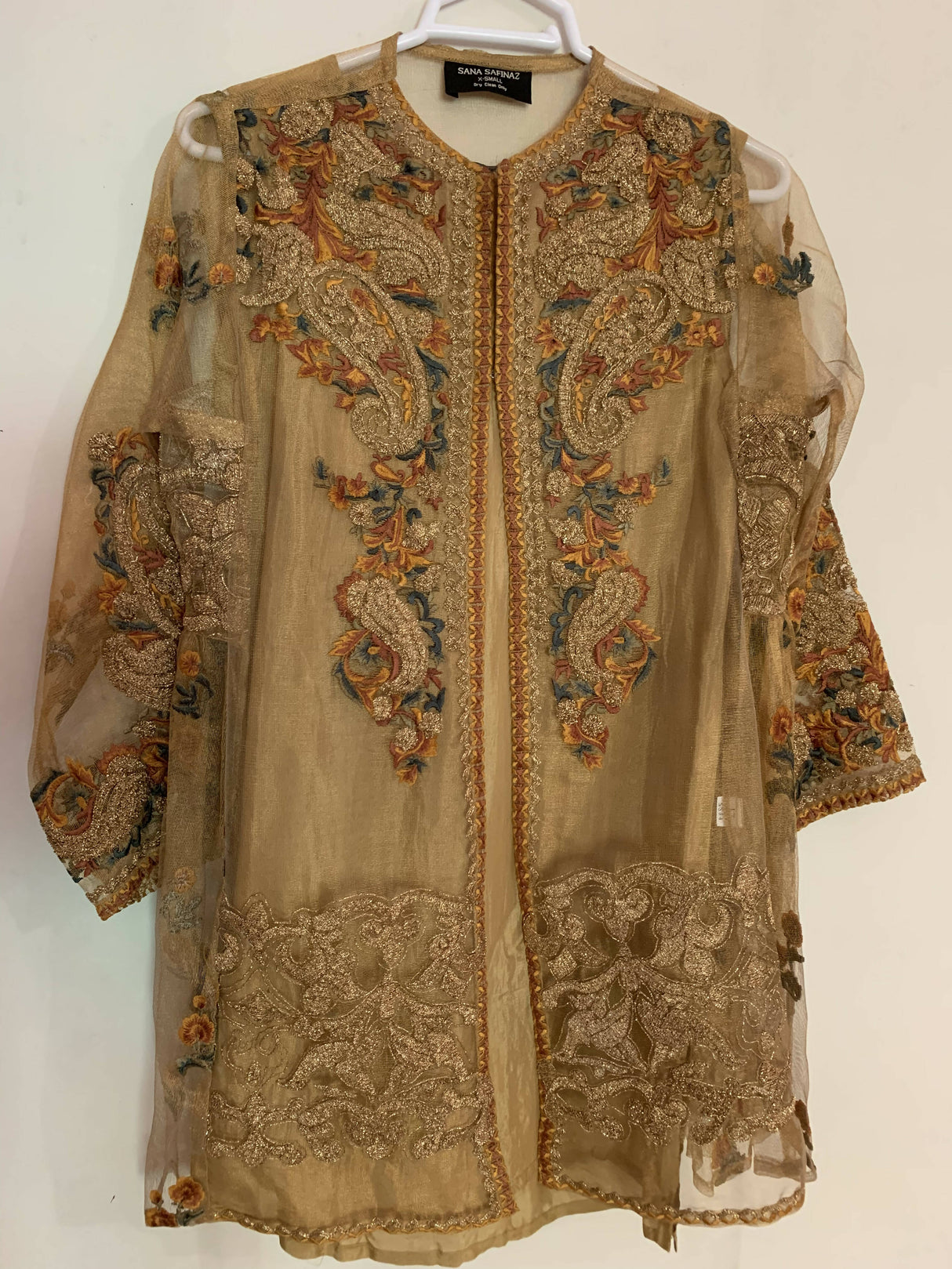 Sana Safinaz Pret | Beige 4Pc | Women Branded Formals | X-Small | Worn Once