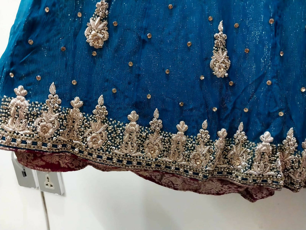 Stylish Teal color Party wear Dress | Women Locally Made Formals | Large | Preloved