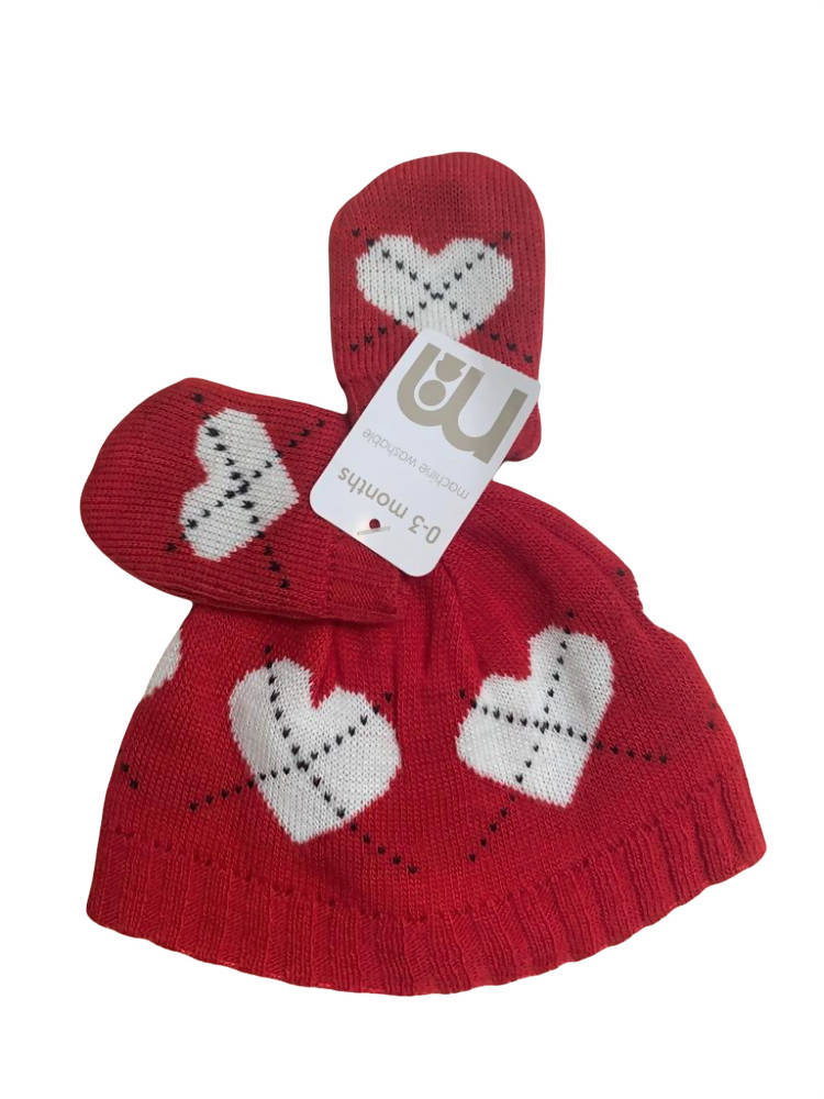Mothercare | Red Baby Wool Hat & Gloves | Baby Accessories | Brand New