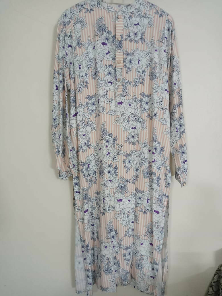 Pastel Floral Frock | Peach and Grey Frock | Women Frocks & Maxis | Medium |New
