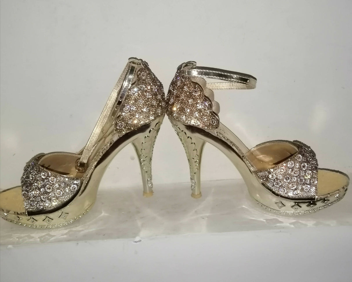 Golden Heels | Women Shoes | Size: 8| Worn Once