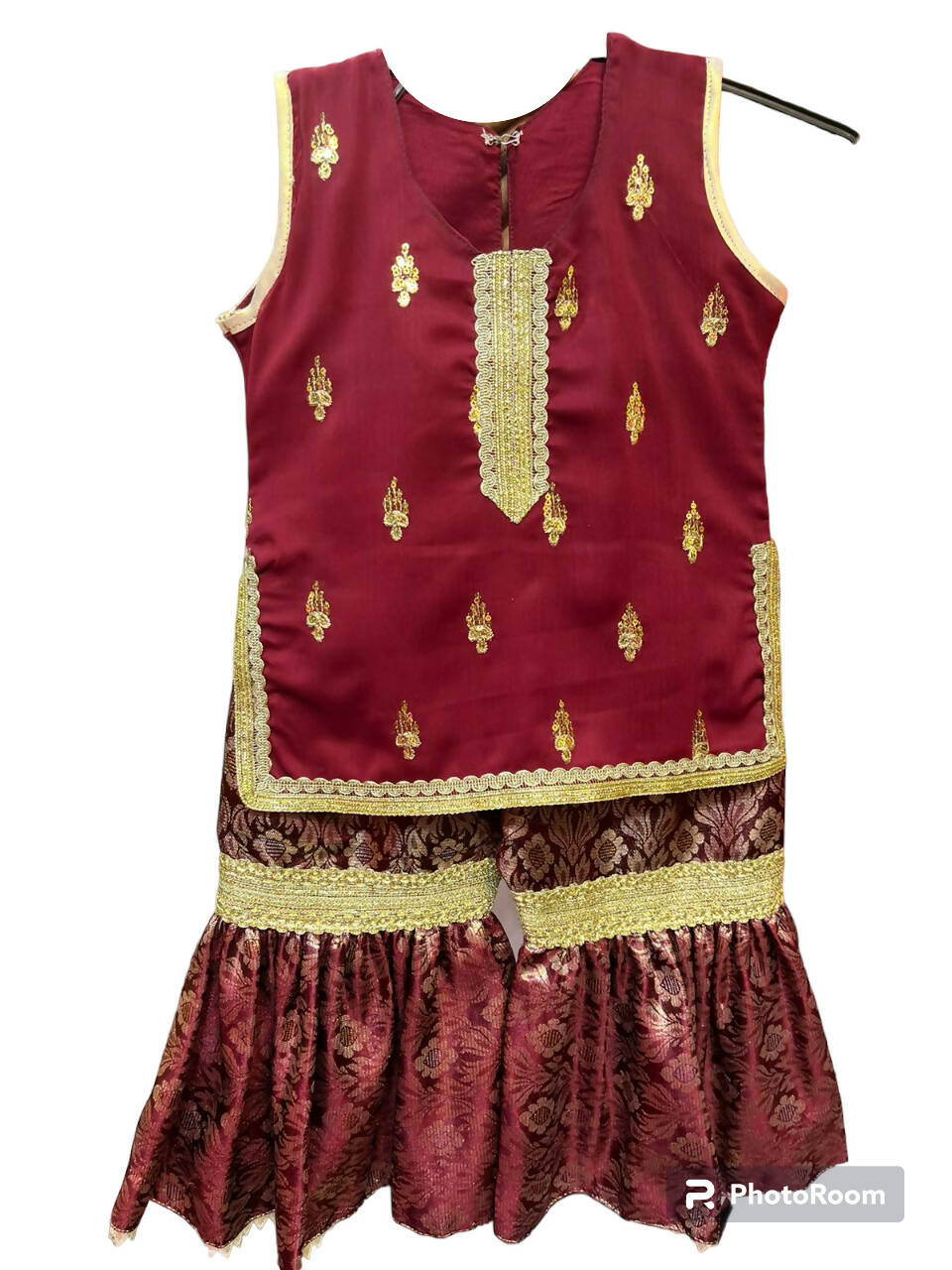 Maroon Gharara | Kids | Girls Shalwar Kameez | Size: 1-7 years | Brand New