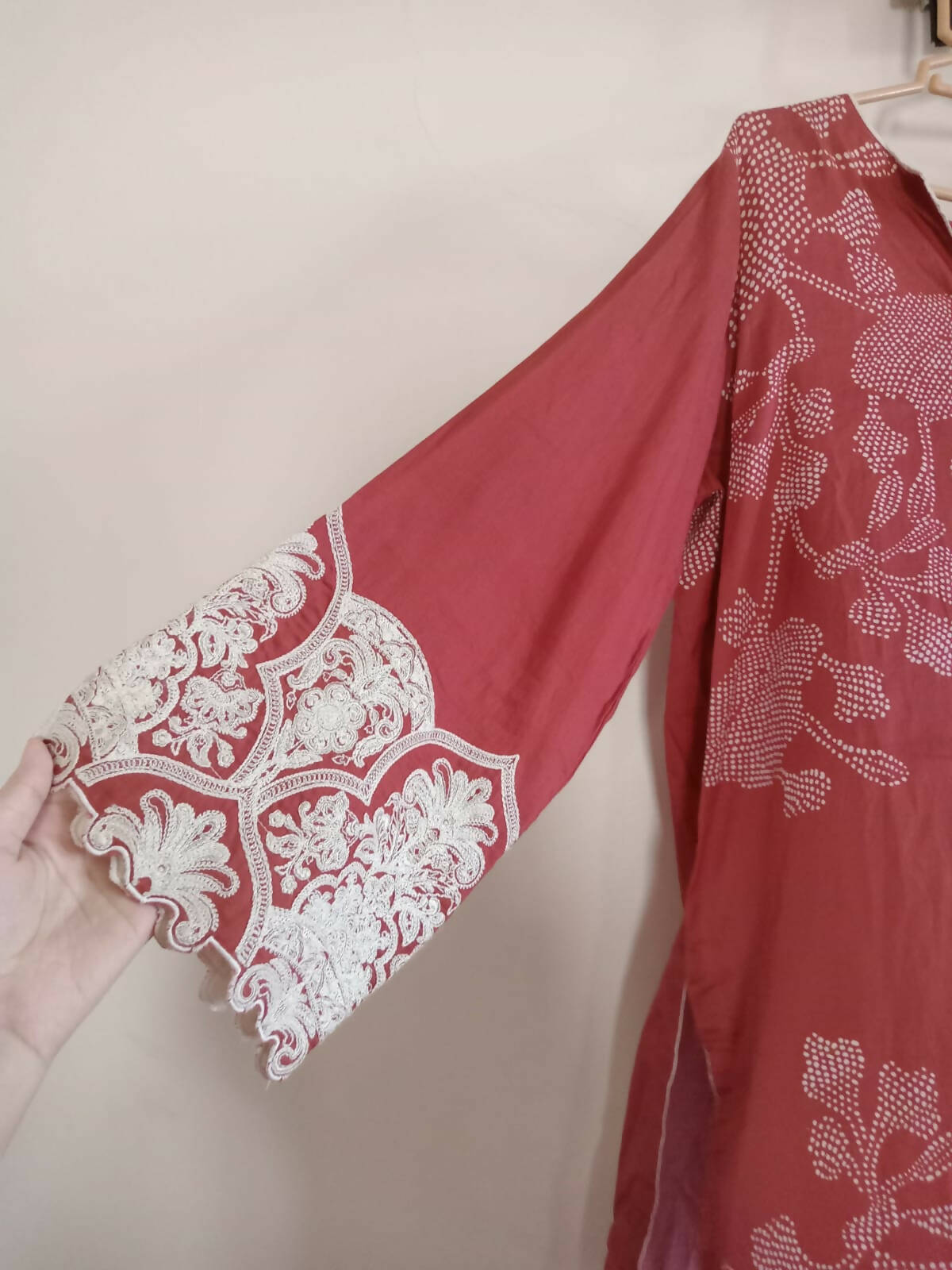 Alkaram | Red embroidered Kurta | Women Branded Kurta | Large | New