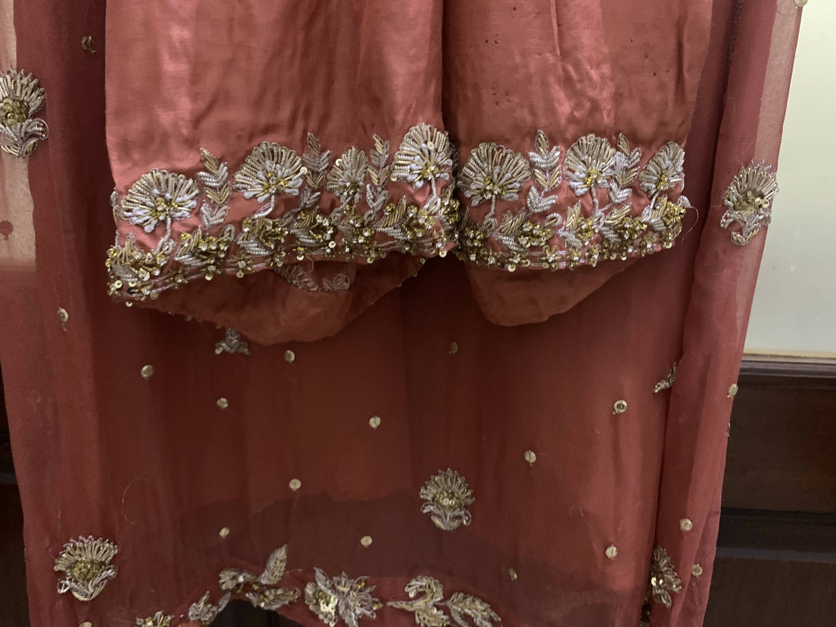 Peach fancy 3 Pc Suit | Women Locally Made Formals | Medium | Worn Once