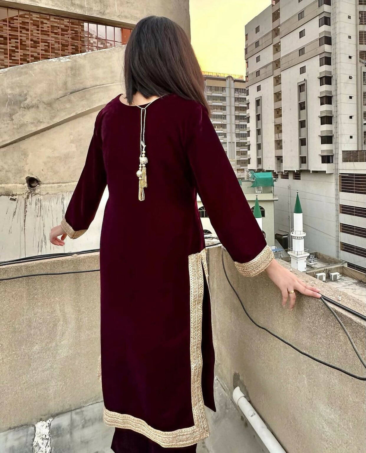 Velvet Suit with golden Detailing | Women Locally Made Formals | Medium | New