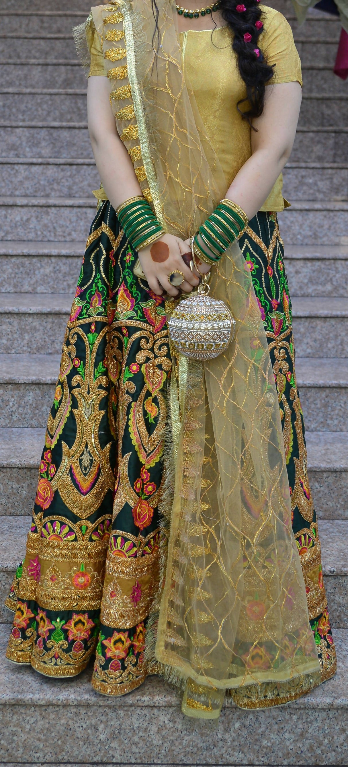 Green Stylish Lehnga Choli | Women Bridals | Medium | Worn Once