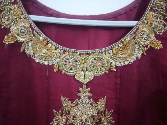 Maroon Cotton Silk Maxi | Women Frocks & Maxis | Medium | Preloved