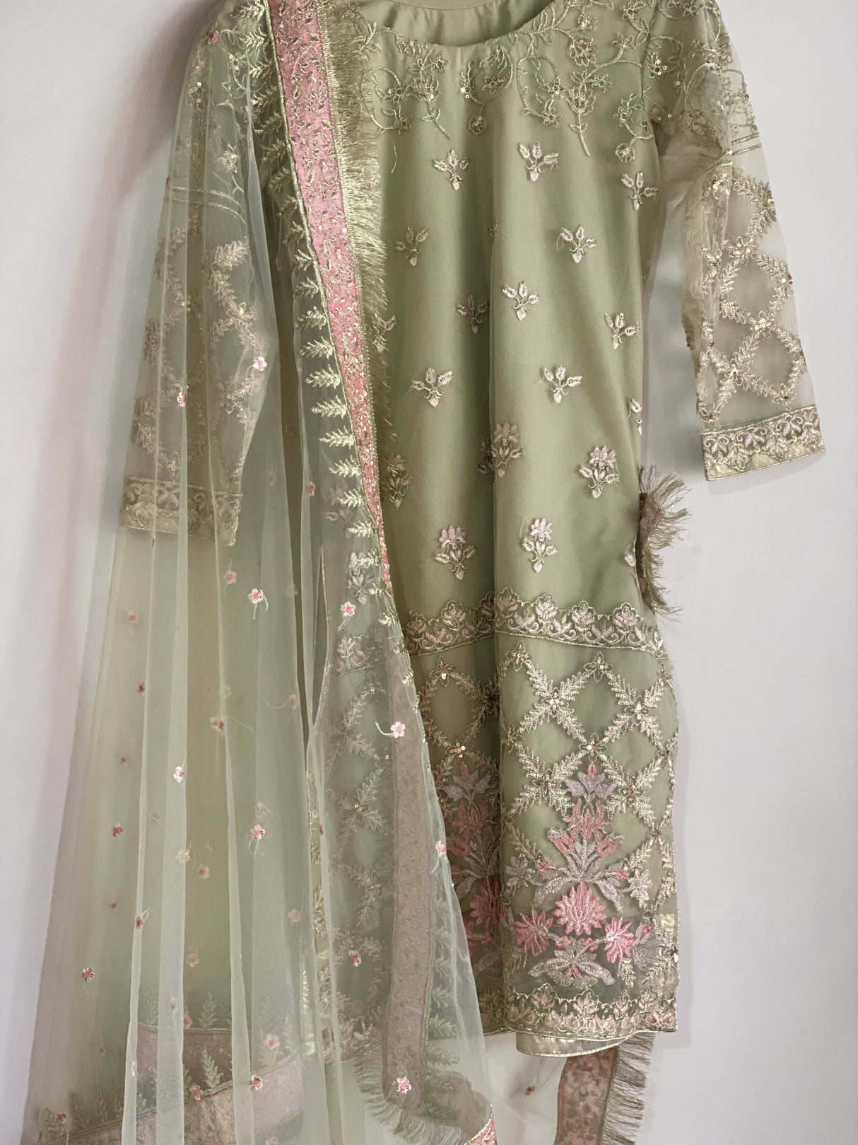 Stunning Net Embroidered Suit | Women Locally Made Formals | Medium | Worn Once