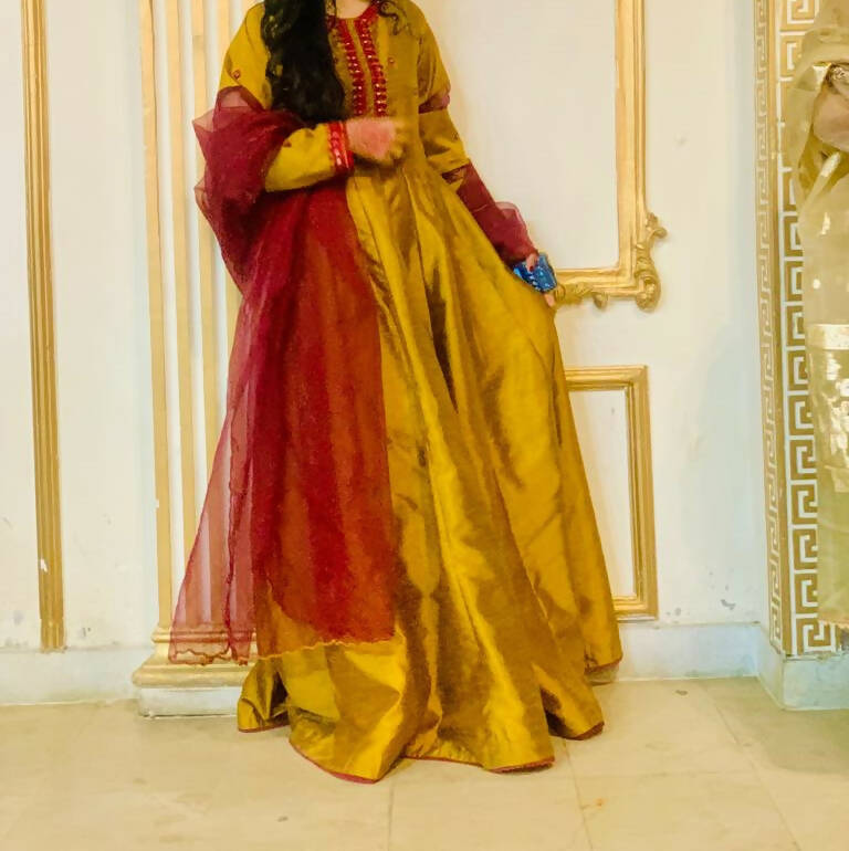 Shehninas| Brown Rawsilk Maxi | Women Branded Formals | Medium | New