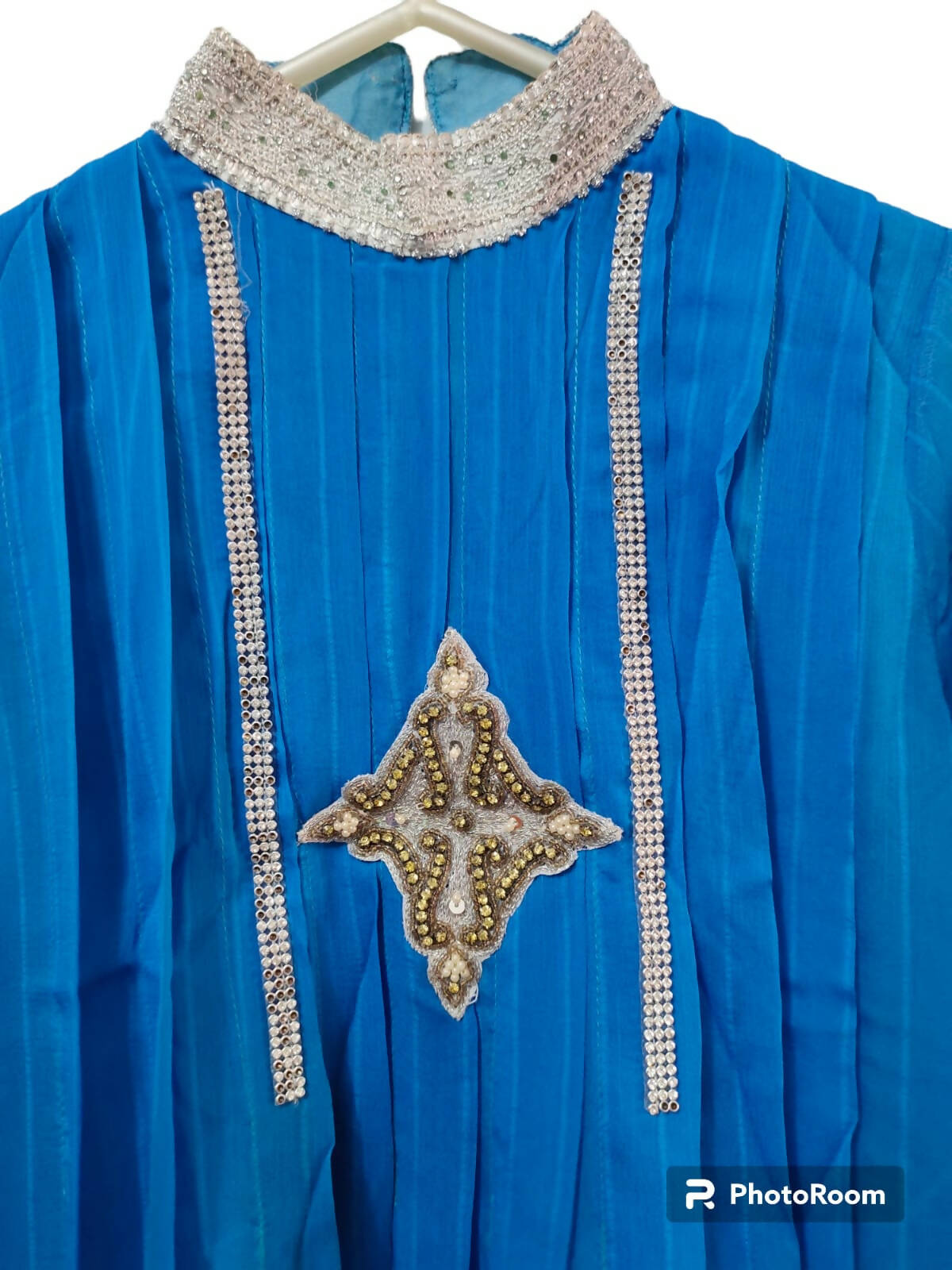 Long Blue Frock 3 Pc| Women Frocks & Maxis | Small | Preloved