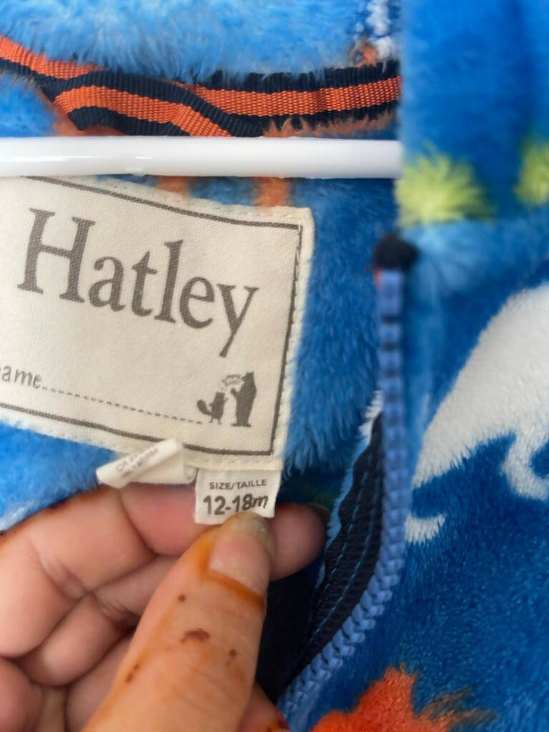Hatley | Blue fleece warm suit with hoodie (12-18m) | Kids Bodysuits & Onesies | Preloved
