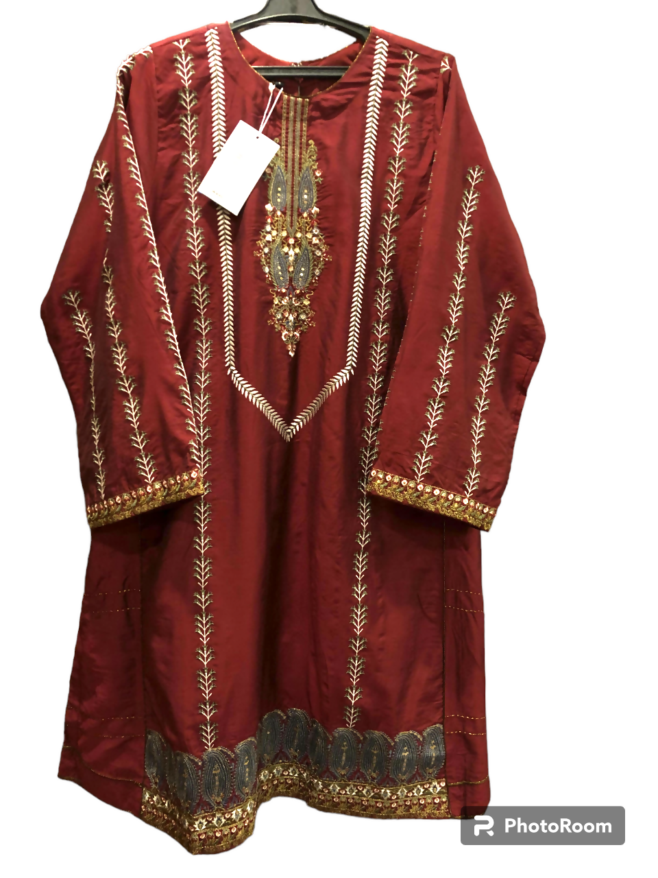 Alkaram Studio | Maroon Kurta Formal Pret | Women Branded Kurta | Small | Brand New