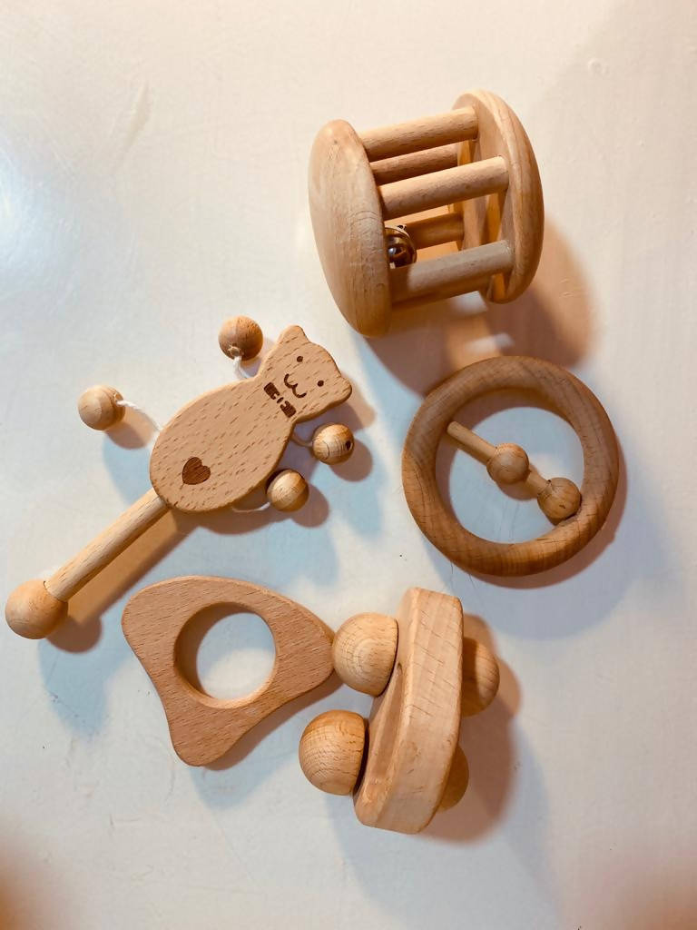 Wooden Rattle Set | Montessori Toys | Kids Toys & Baby Gear | Brand New