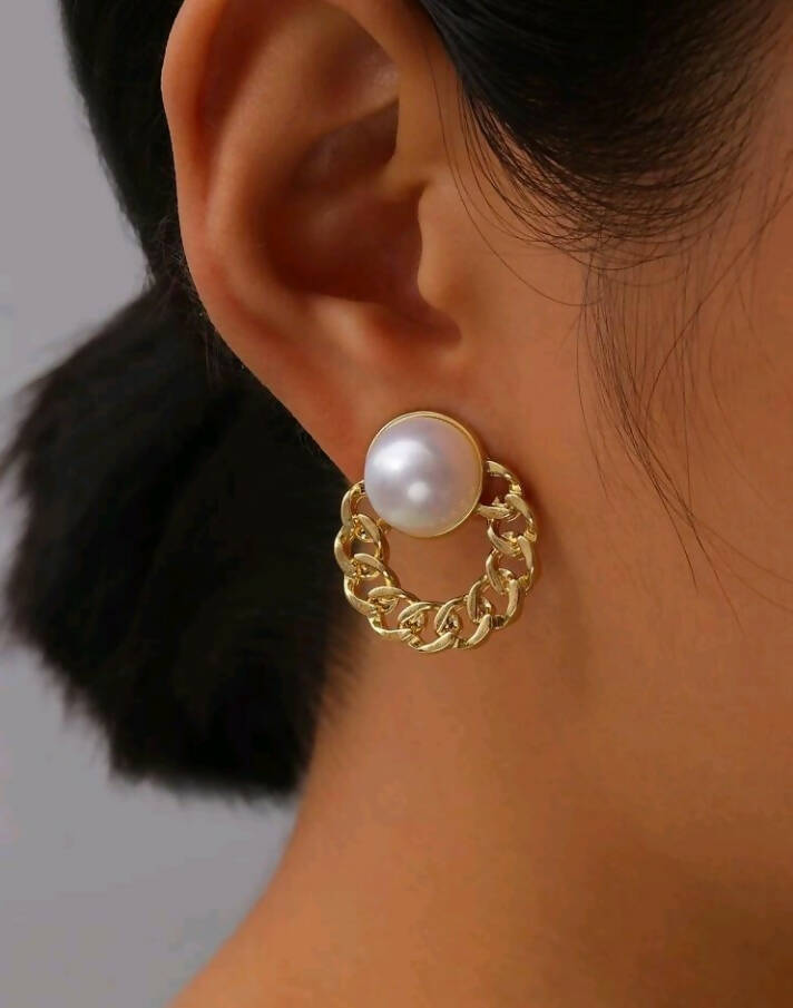 SHEIN | Faux Pearl Decor Hoop Earrings| Women Jewelry | Brand New