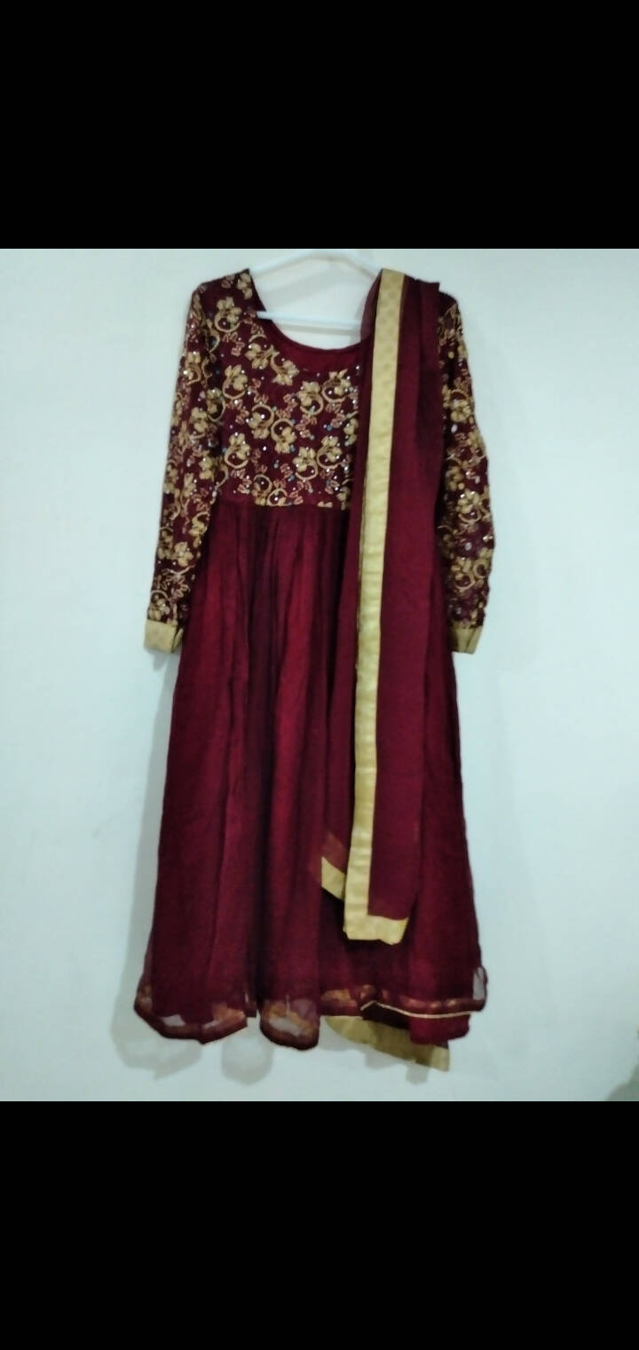 Maroon Frok | Women Locally Made Formals | Small | Preloved