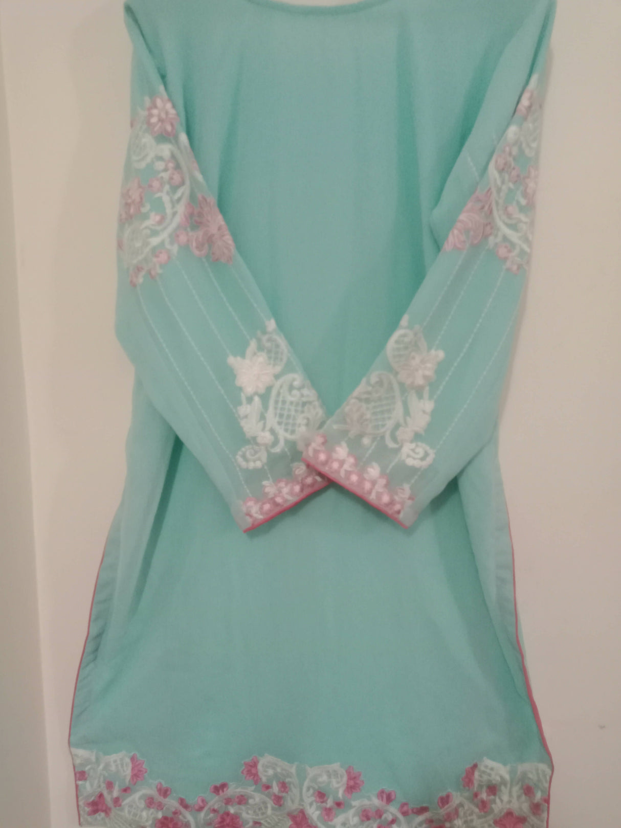Embroidered Chiffon Light Blue Kameez Dupatta | Women Locally Made Formals | X-Large | New