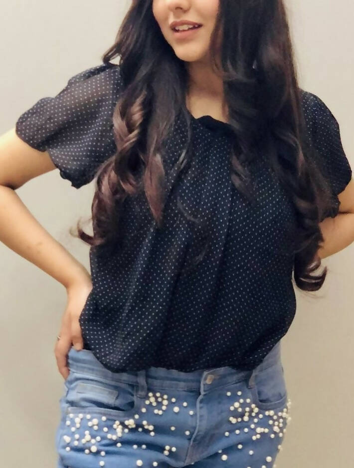 Black Polka dotted top | Women Tops & Shirts | Preloved