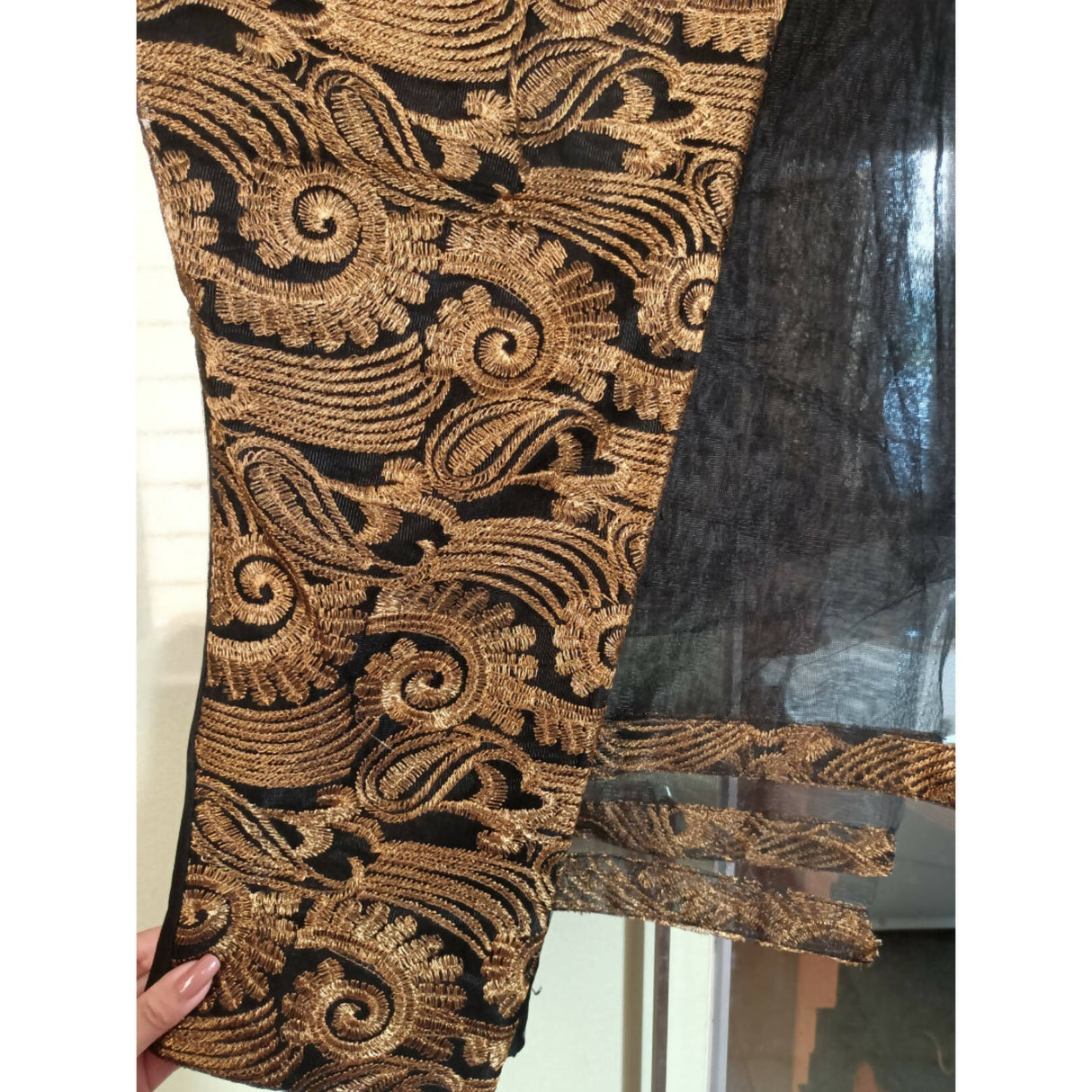 Black Gold Net Maxi | Women Frocks & Maxis | Medium | New