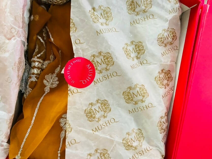 Mushq | Orange Frock with Beautiful Silver Embroider | Women Branded Formals | Medium | Worn once