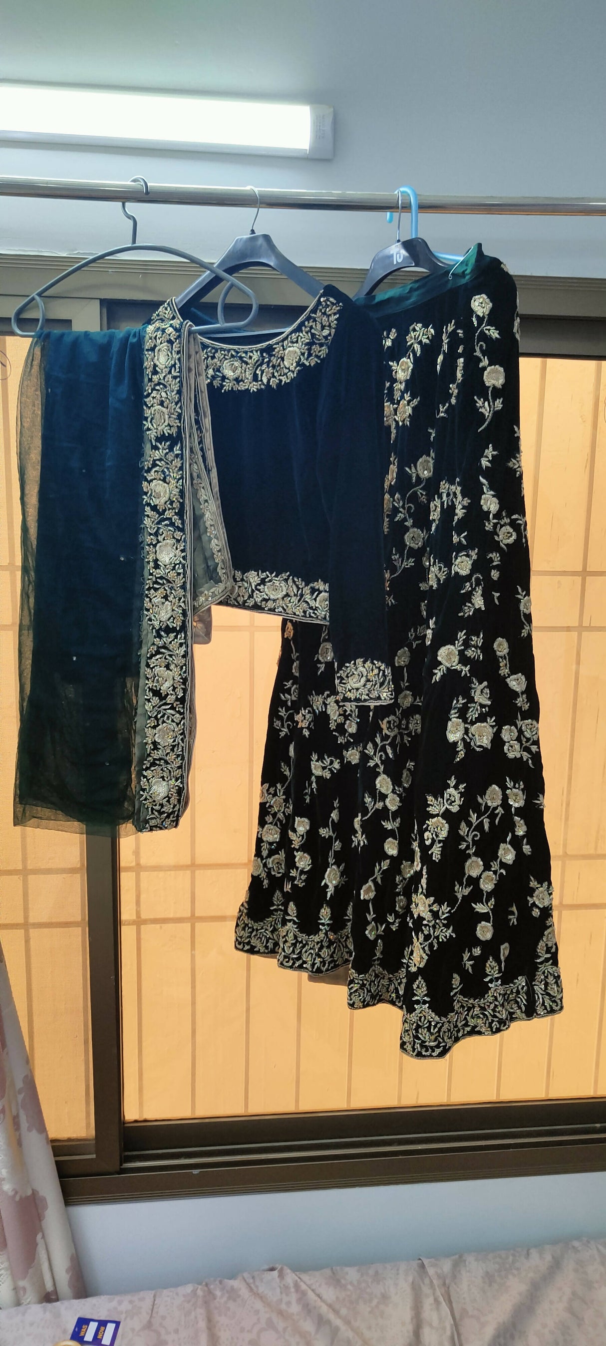 Green Velvet embroidery lehnga | Women Locally Made Formals | Medium | Worn Once