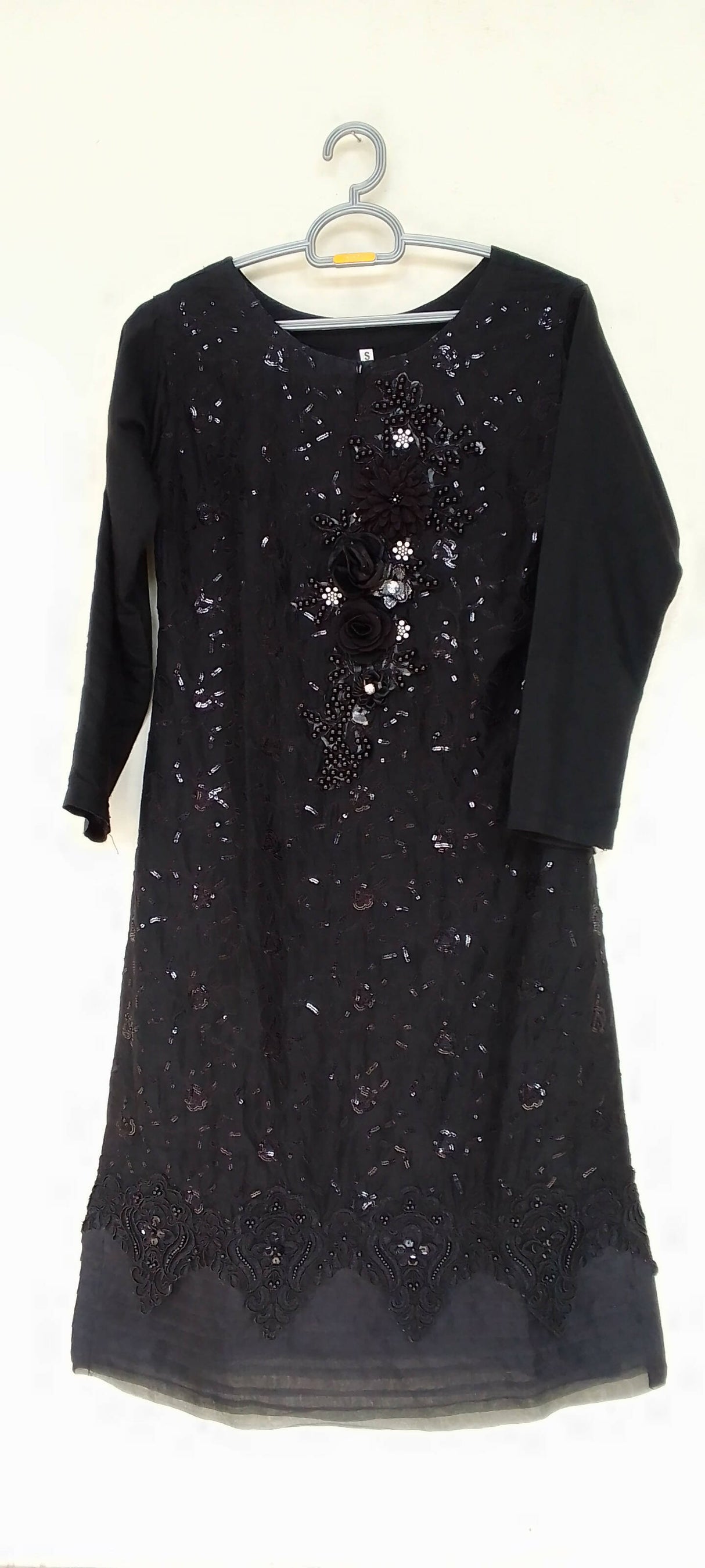 Khaadi | Black Embroidery Shirt | Women Branded Formals | Small | Worn Once