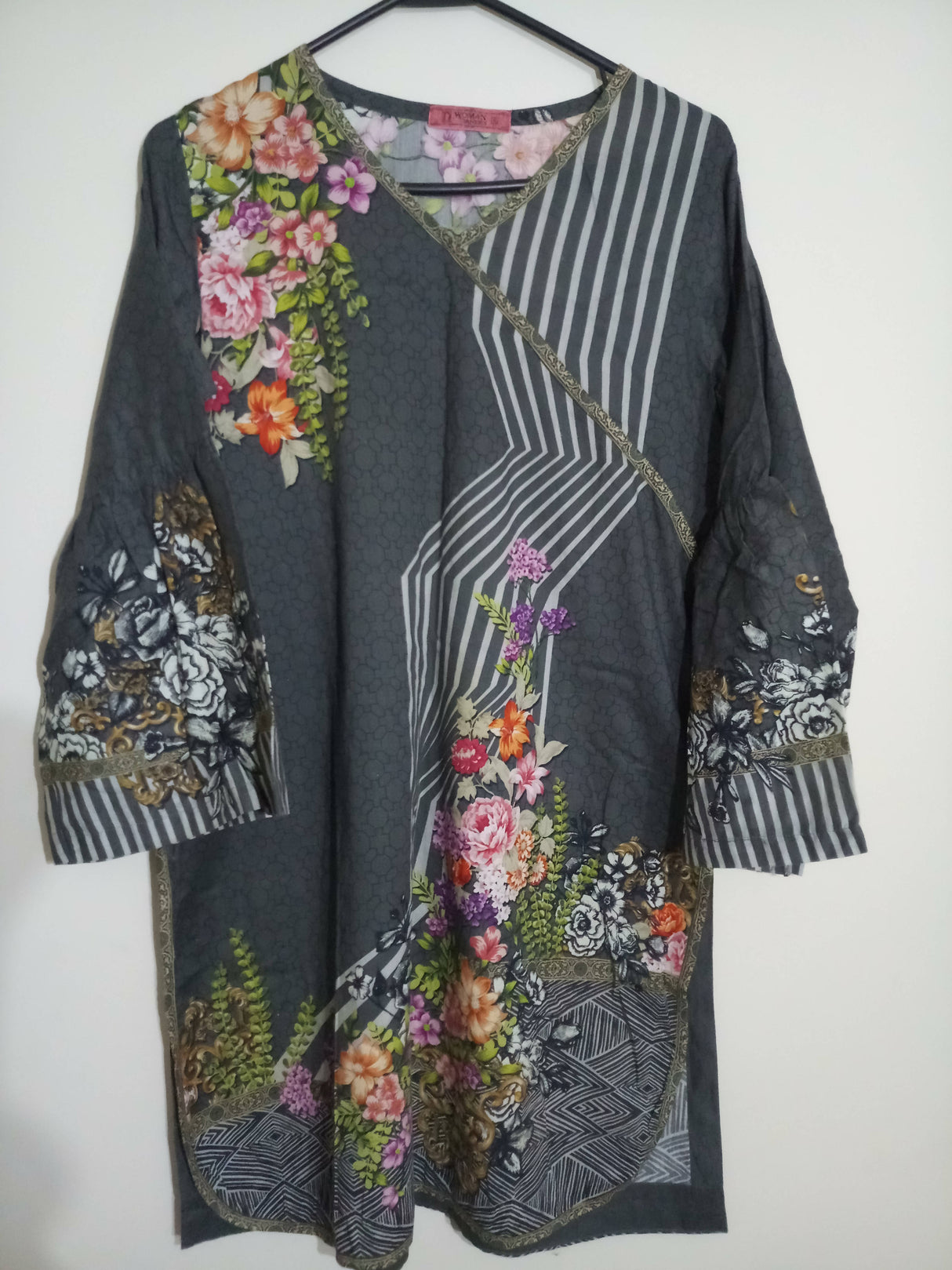 Diners | Floral Black Kurta | Women Branded Kurta | Small | Preloved