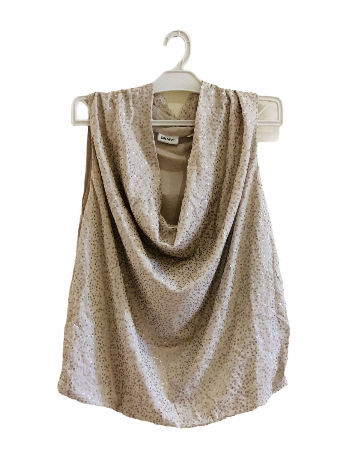 DKNY | خواتین کی ٹاپ سیکوئن والی بغیر آستین والی شرٹ | SIZE M | ایک بار پہنا