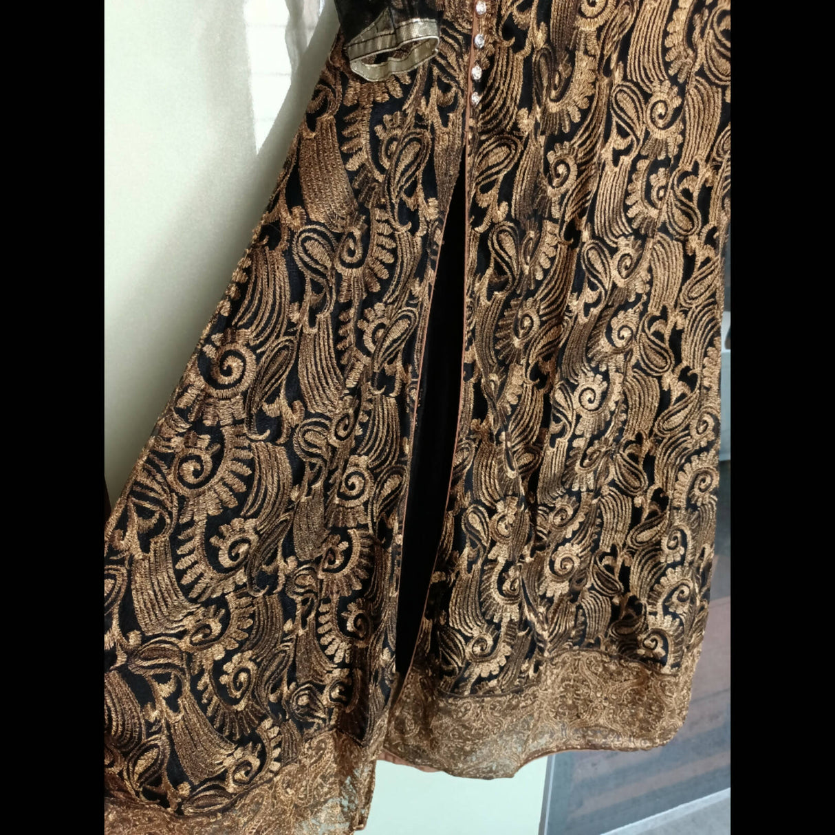 Black Gold Net Maxi | Women Frocks & Maxis | Medium | New