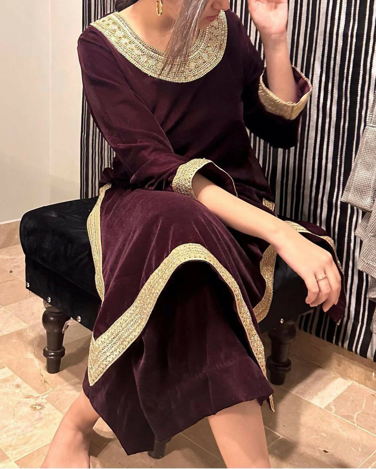 Velvet Suit with golden Detailing | Women Locally Made Formals | Medium | New