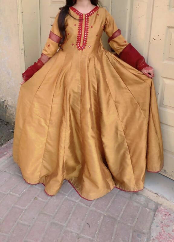 Shehninas| Brown Rawsilk Maxi | Women Branded Formals | Medium | New