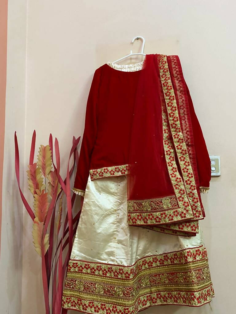 Red Lengha | Women Locally Made Formals | Medium | Worn Once
