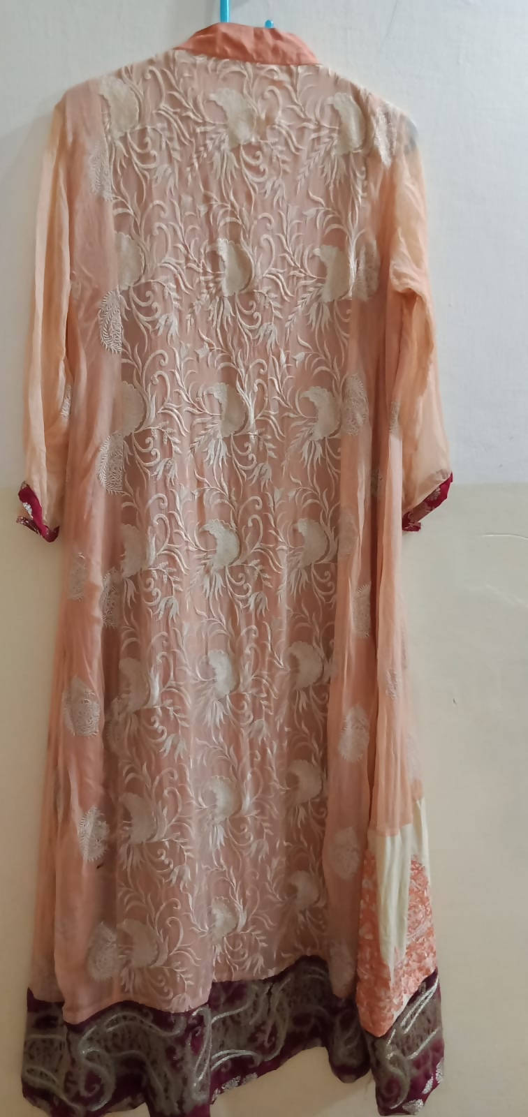 Peach Pure Chiffon Fancy Suit | Women Froks & Maxis | Small | Preloved