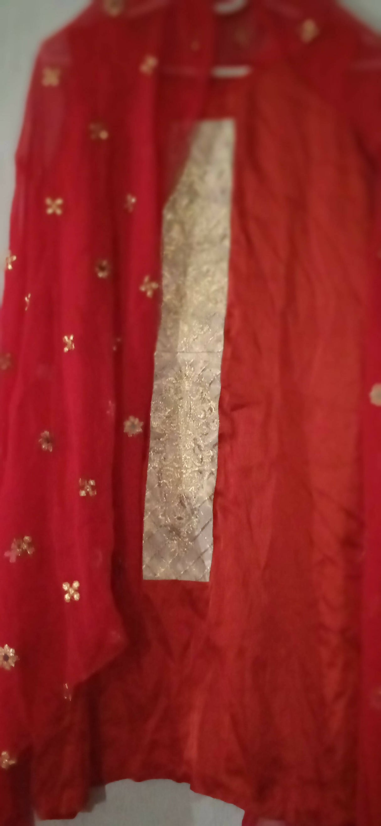 Red chiffon kaftan style Kurta | Women Locally Made Formals | Worn Once