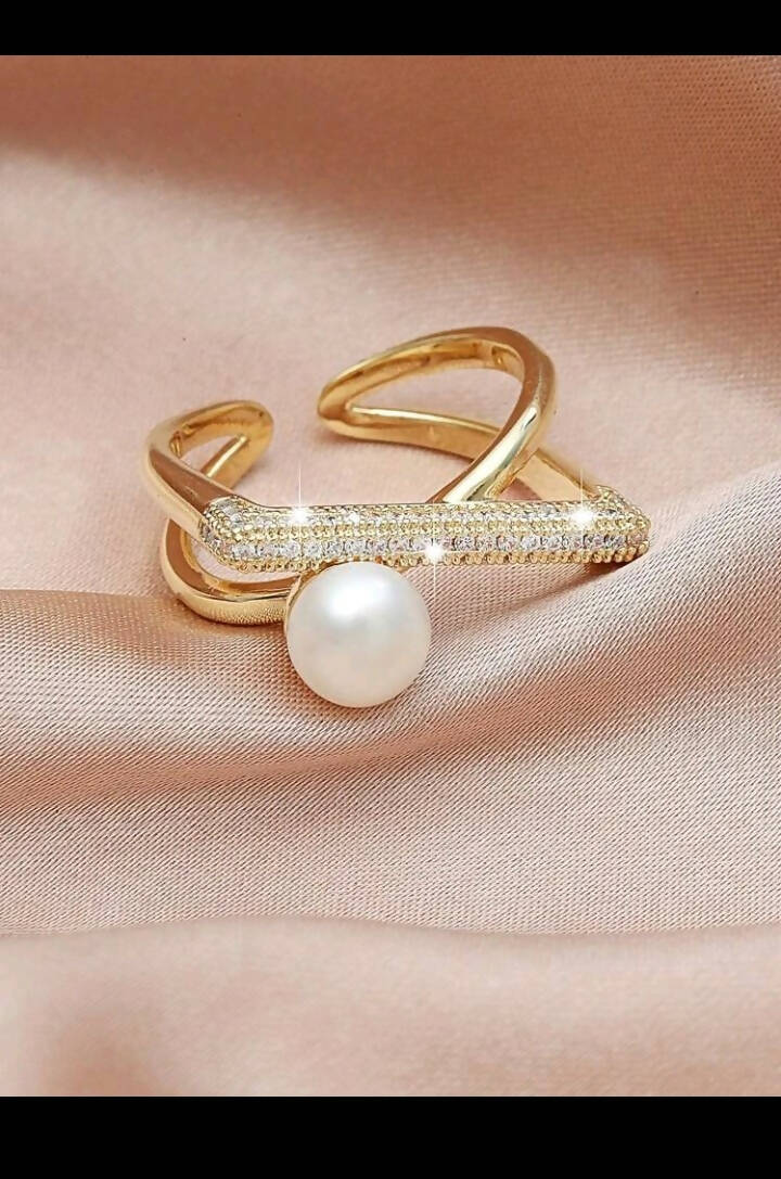 Shein | Rhinestone & Faux Pearl Cuff Ring | Women Jewelry | Brand New