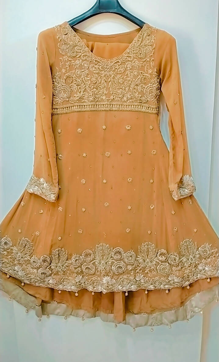 Fully embroidered brown tale frock | Women Frocks & Maxis | Medium | Worn Once