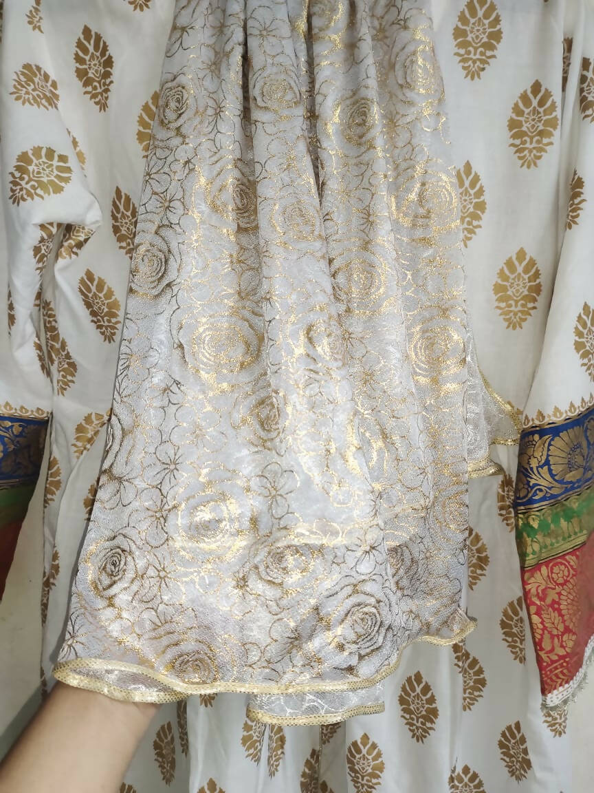 White & Golden Frock | Women Frocks & Maxis | Medium | New