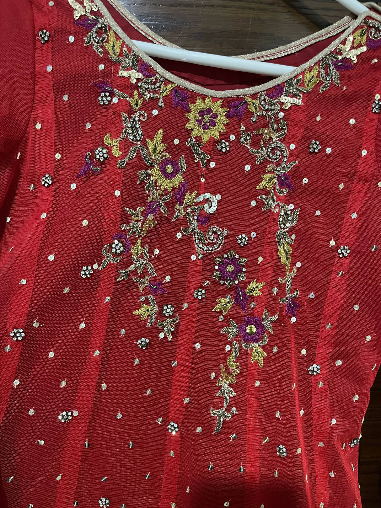 Formal Red Embroidered Suit | Women Locally Made Formals | Small | Worn Once