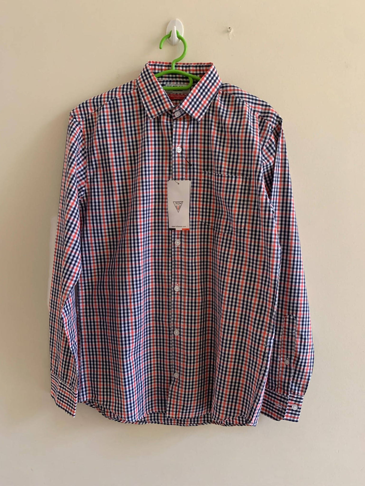 Red Blue Checkered Button Down Shirt | Men T-Shirts & Shirts | Brand New with Tags