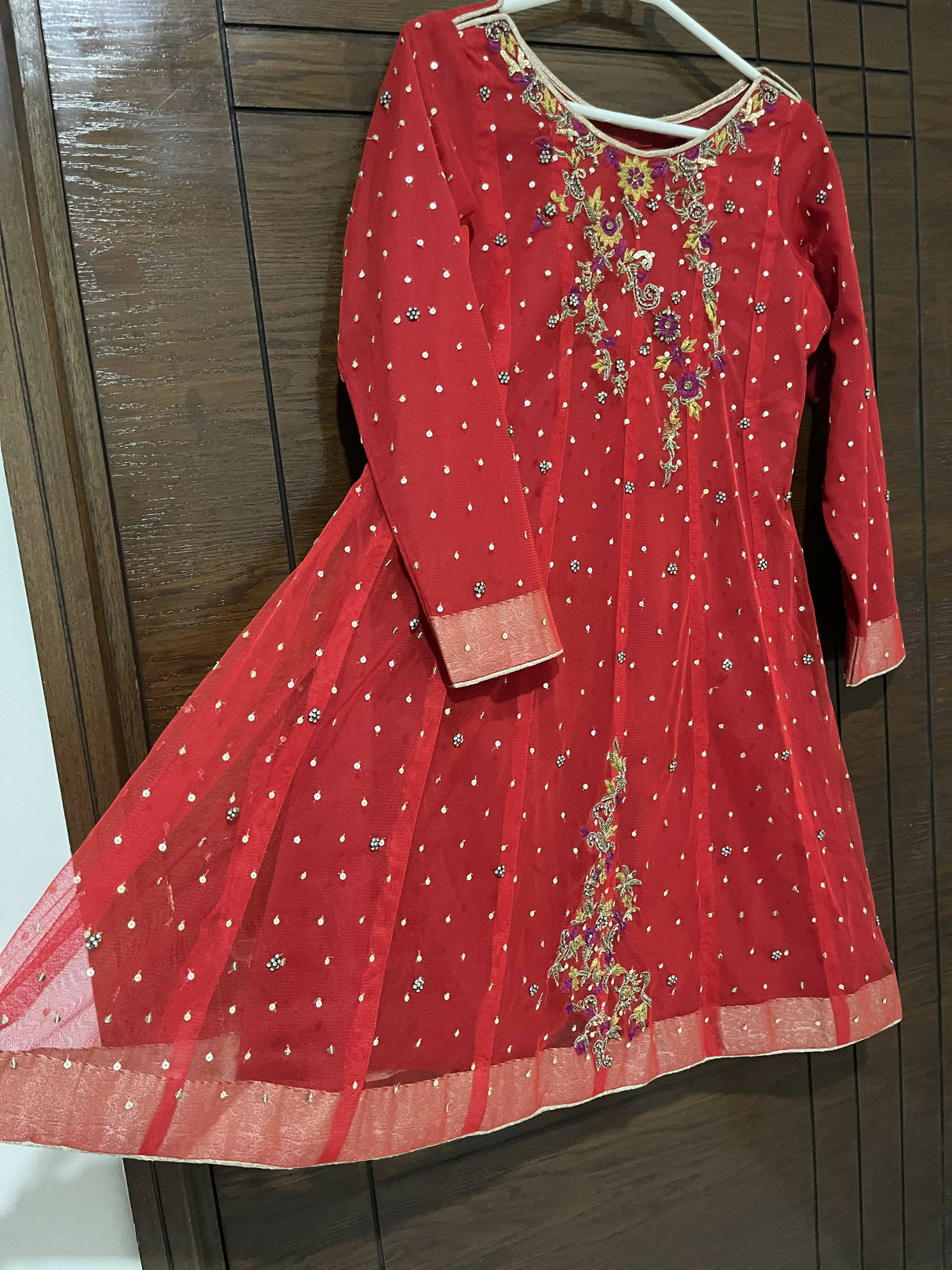 Formal Red Embroidered Suit | Women Locally Made Formals | Small | Worn Once