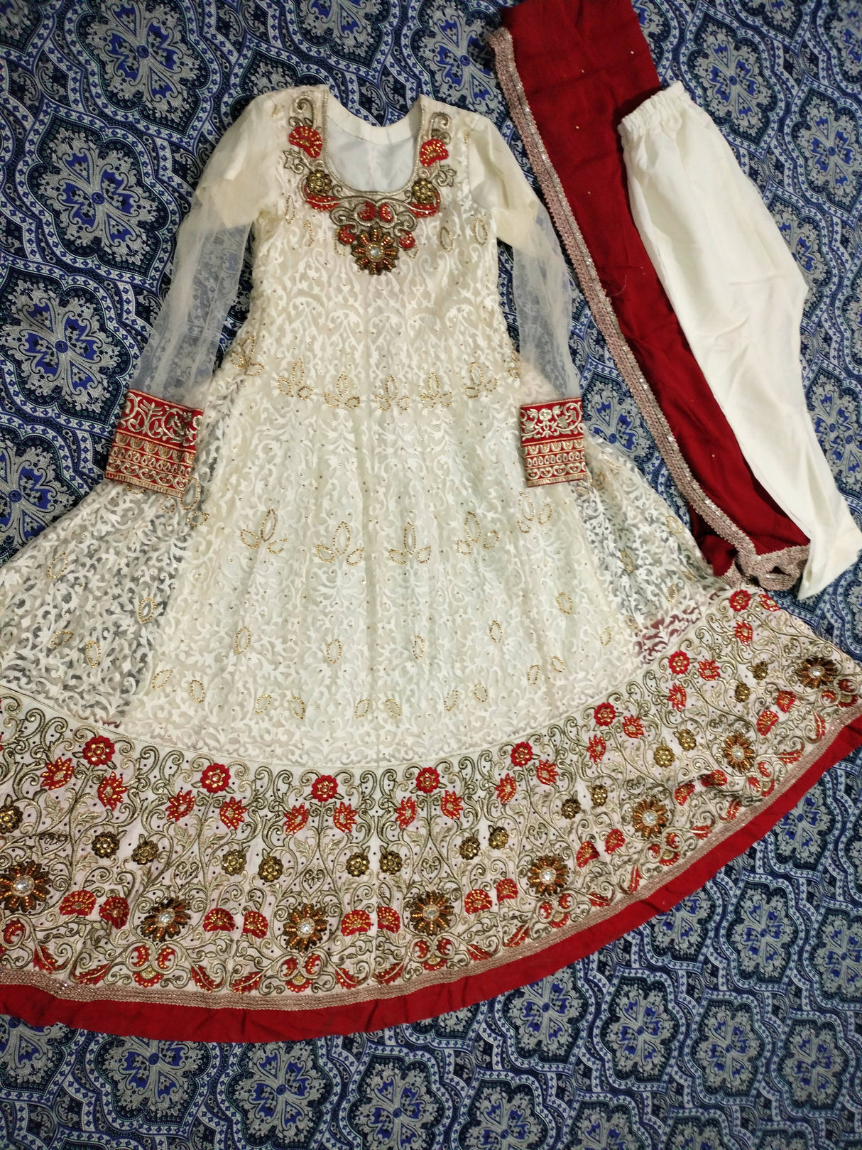 Red & White Maxi | Women Frocks & Maxis | Medium | Worn Once