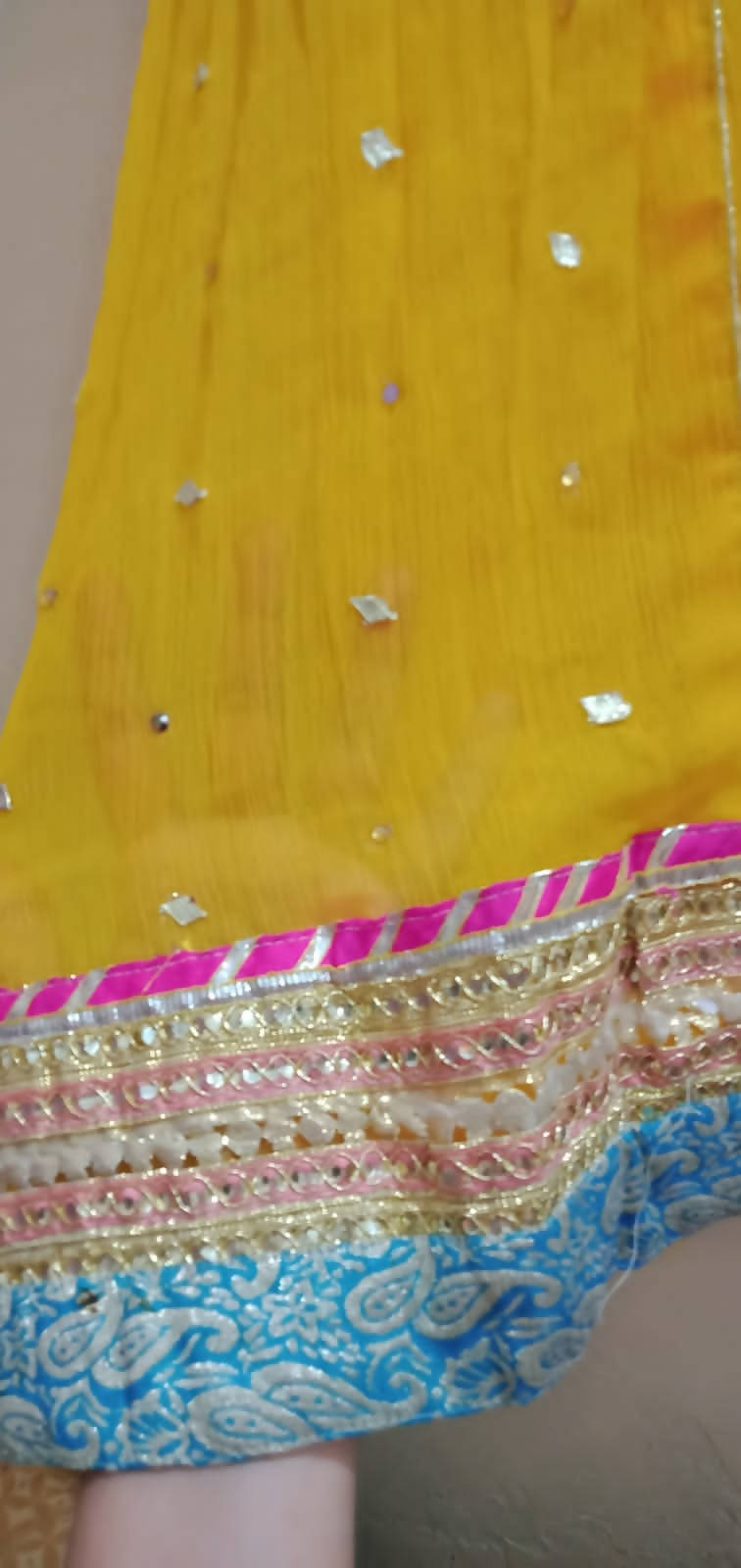 Yellow Chifon gotta angrakha Frok | Women Froks & Maxis | Medium | New