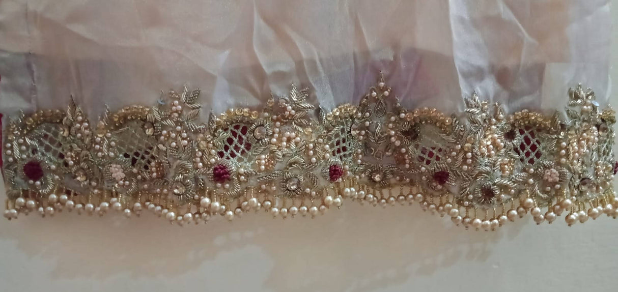 Peach Beige Organza Fancy Kurta | Women Locally Made Formals | Small | Worn Once