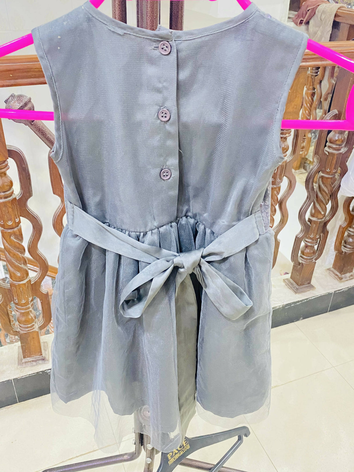 Minnie Minor | Grey Silk Frock | Size:1 to 2 Years Old | Girls Skirts & Dresses | Preloved