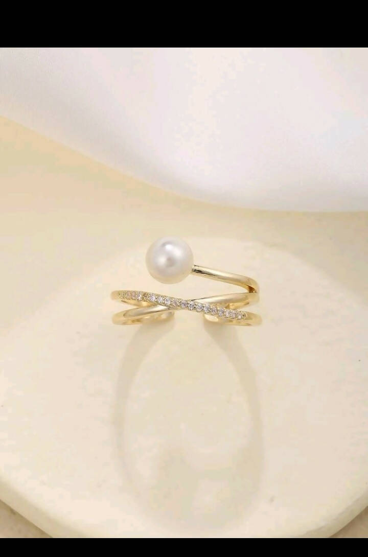 Shein | Faux Pearl & Cubic Zirconia Decor Ring | Women Jewelry | Brand New with Tags