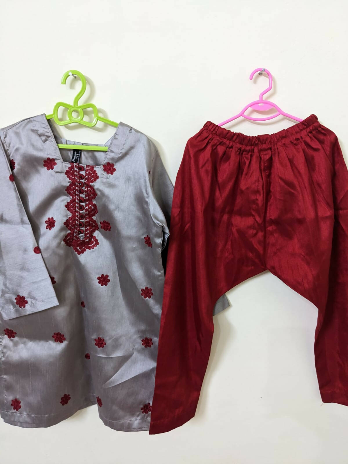 Silk Trouser & Shirt | Girls Shalwar Kameez | Size: 25 inch | Worn Once