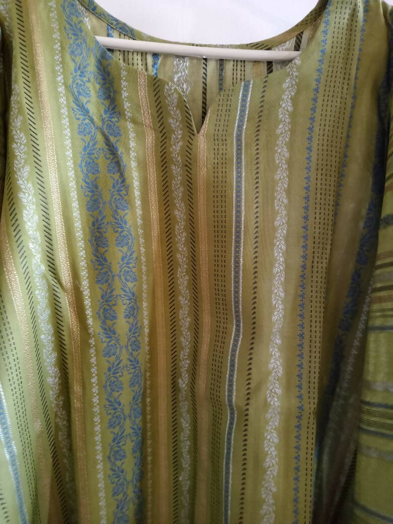 سایا | گرین Jacquard چھپی ہوئی سلی شرٹ | خواتین کا برانڈڈ کرتہ | بالکل نیا