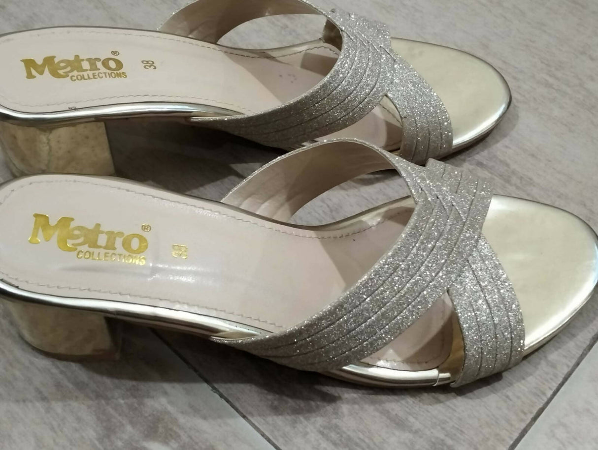 Metro| Golden Shimmer Heels | Women Shoes | Size: 07 | Worn Once