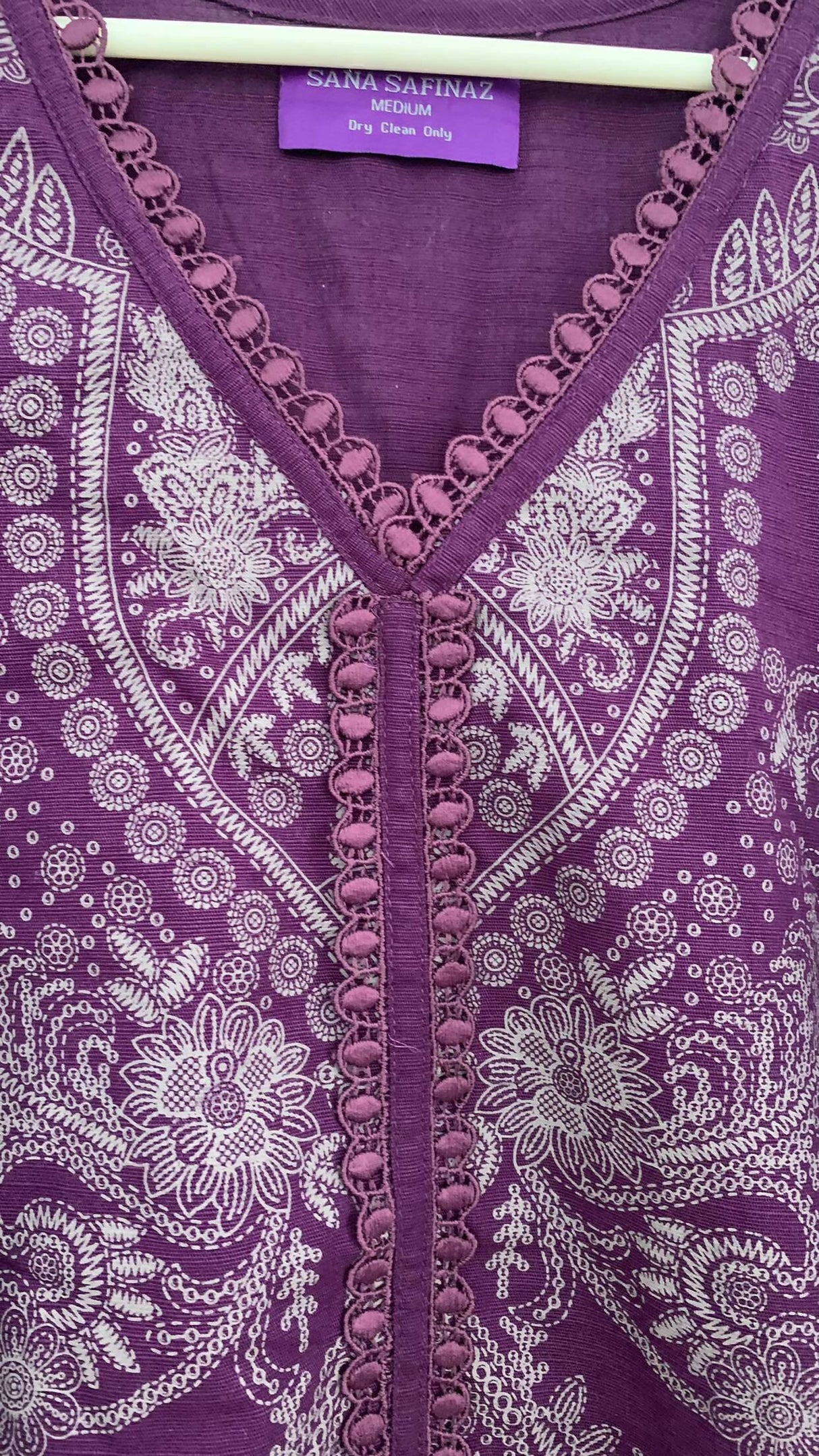 Sana Safinaz | Purple Lace Work Kurta | Women Branded Kurta | Medium | New