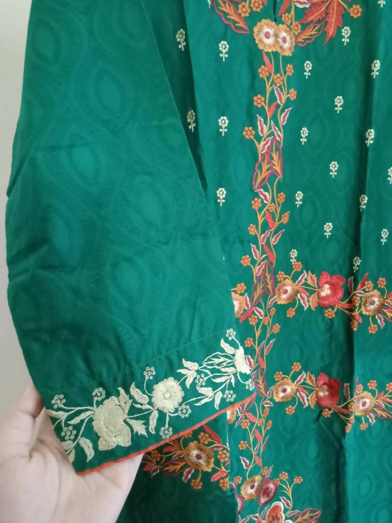 Junaid Jamshed | Green embroidered Kurta | Women Branded Kurta | Medium | New